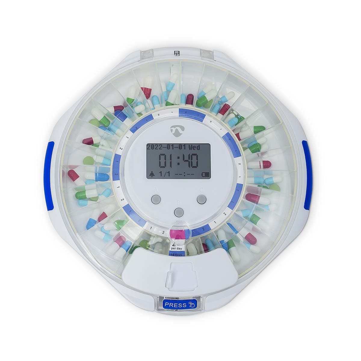 Nedis Wi-Fi Pill Dispenser 28 Compartments with LCD Screen| White