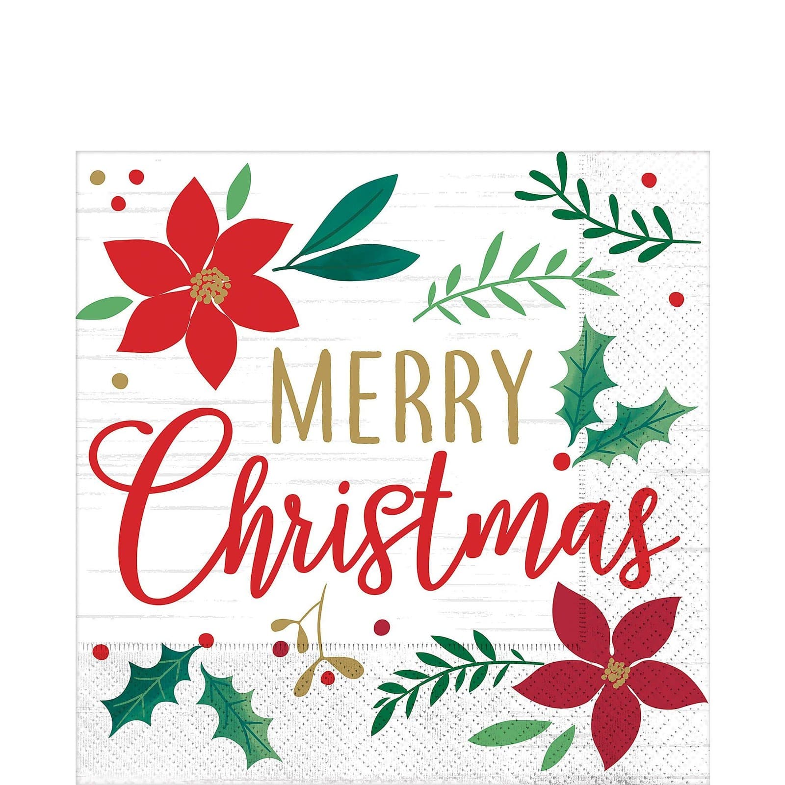 Amscan Merry Christmas Wishes Luncheon Napkins| 6\" X 6\"| 16 Count