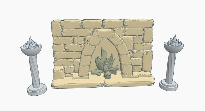 Fireplace with standing brazier 28mm Dungeons and Dragons Pathfinder
