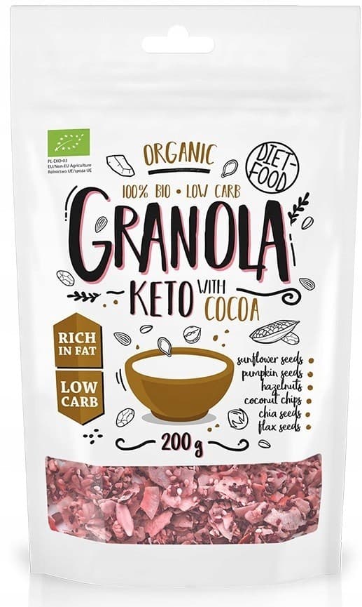 5906660508137 Keto granola z kakao i olejkiem pomarańczowym BIO 200 g Diet Food