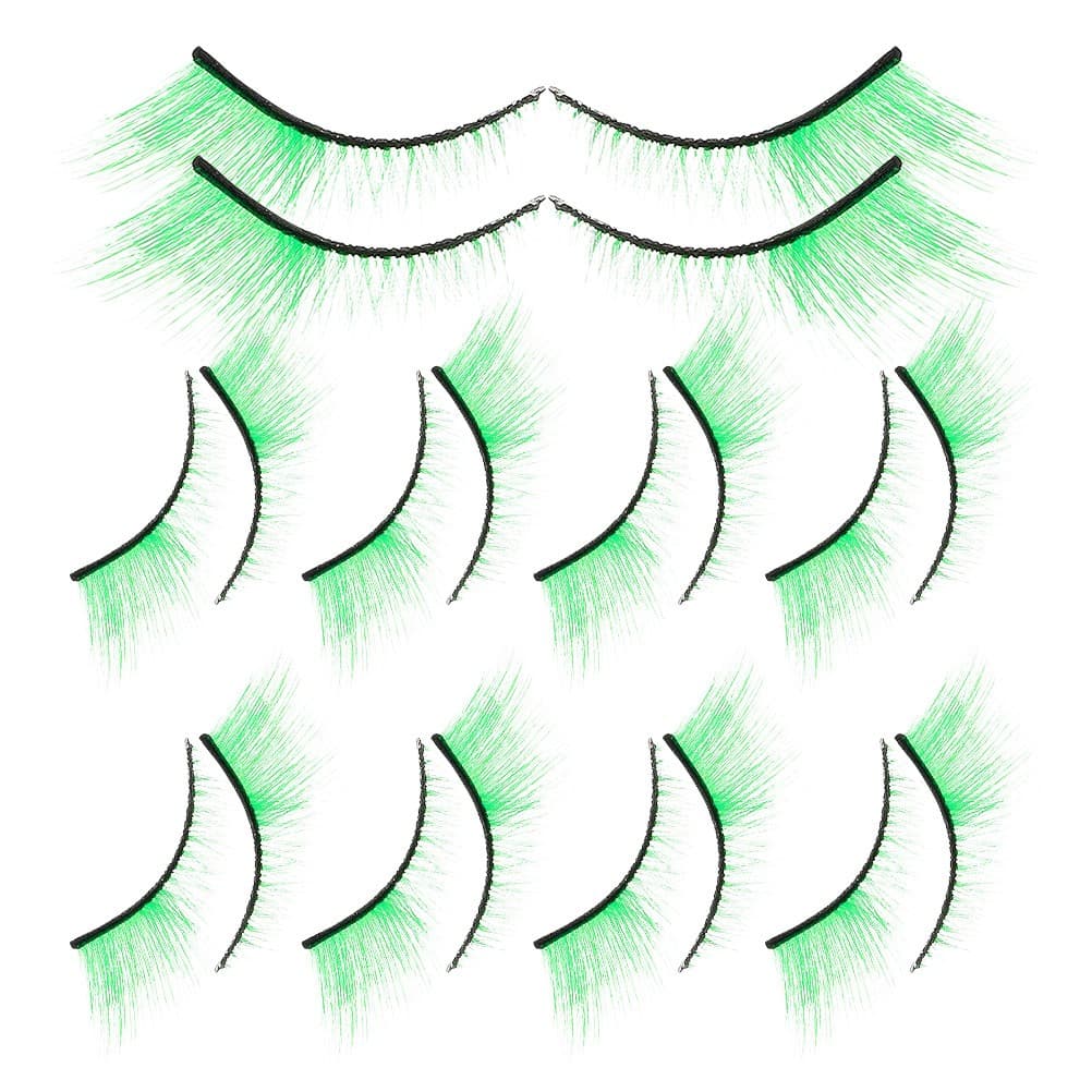 10 Pairs Green False Lashes Natural Eyelashes Fake Halloween Long