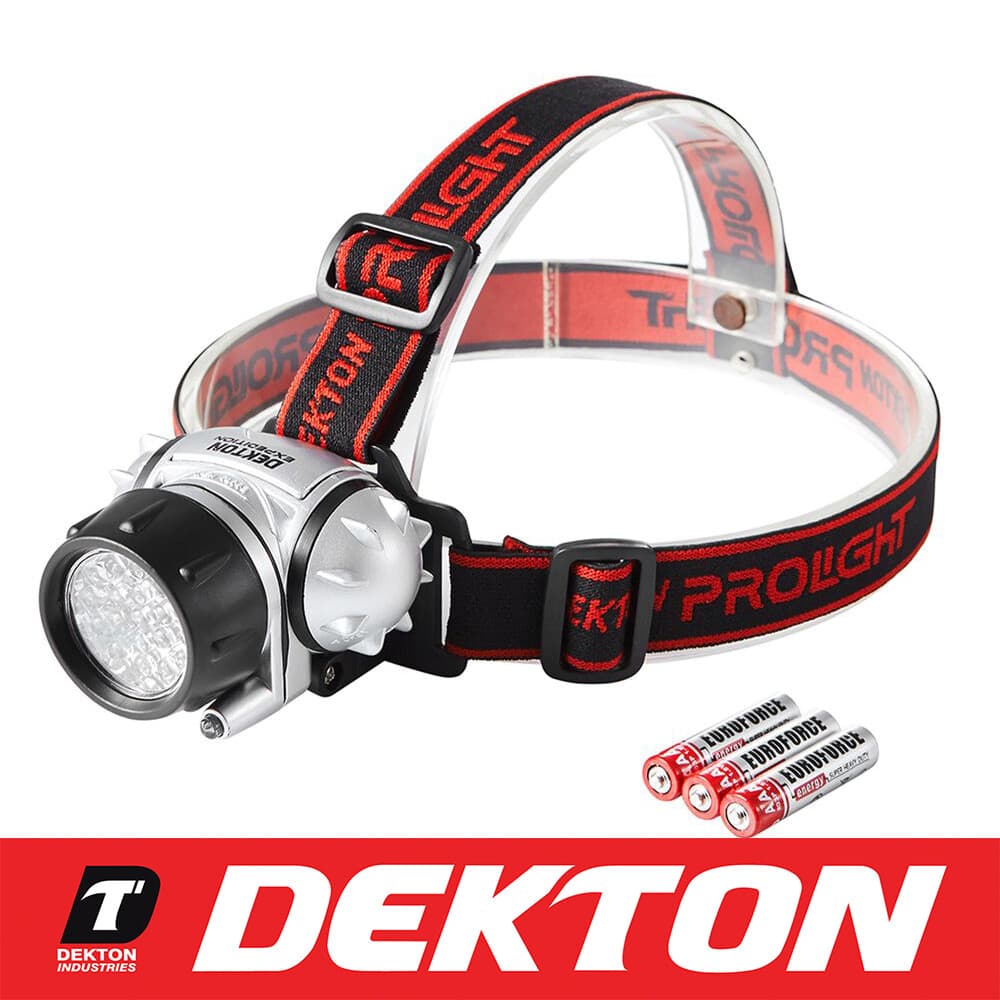 Dekton Expedition LED Head Light Torch Headlamp 50 Lumens 10M Range and Batteries