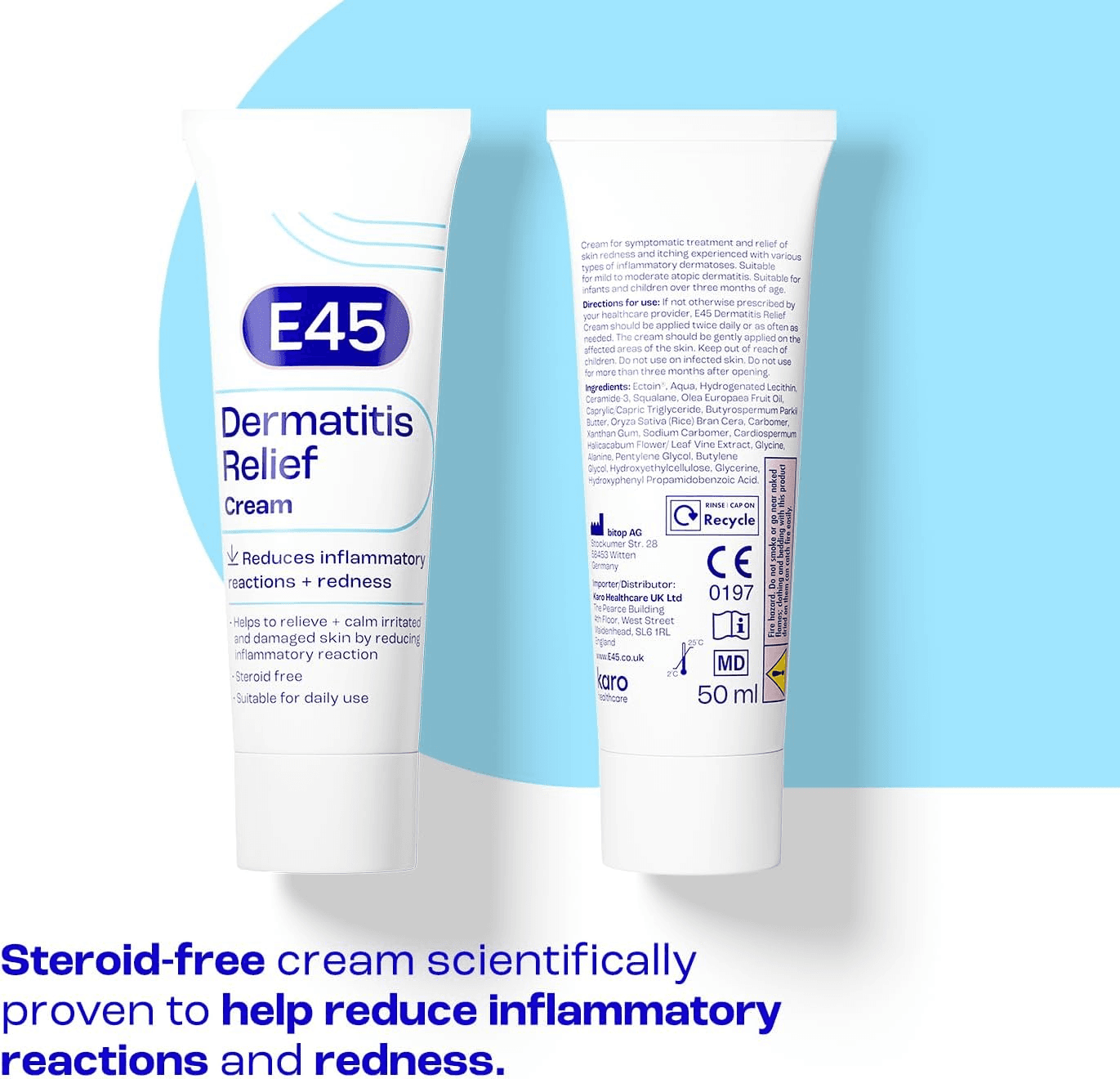 E45 Dermatitis Cream 50 Ml to Treat Symptoms of Dermatitis or Eczema – Relieve I view 2