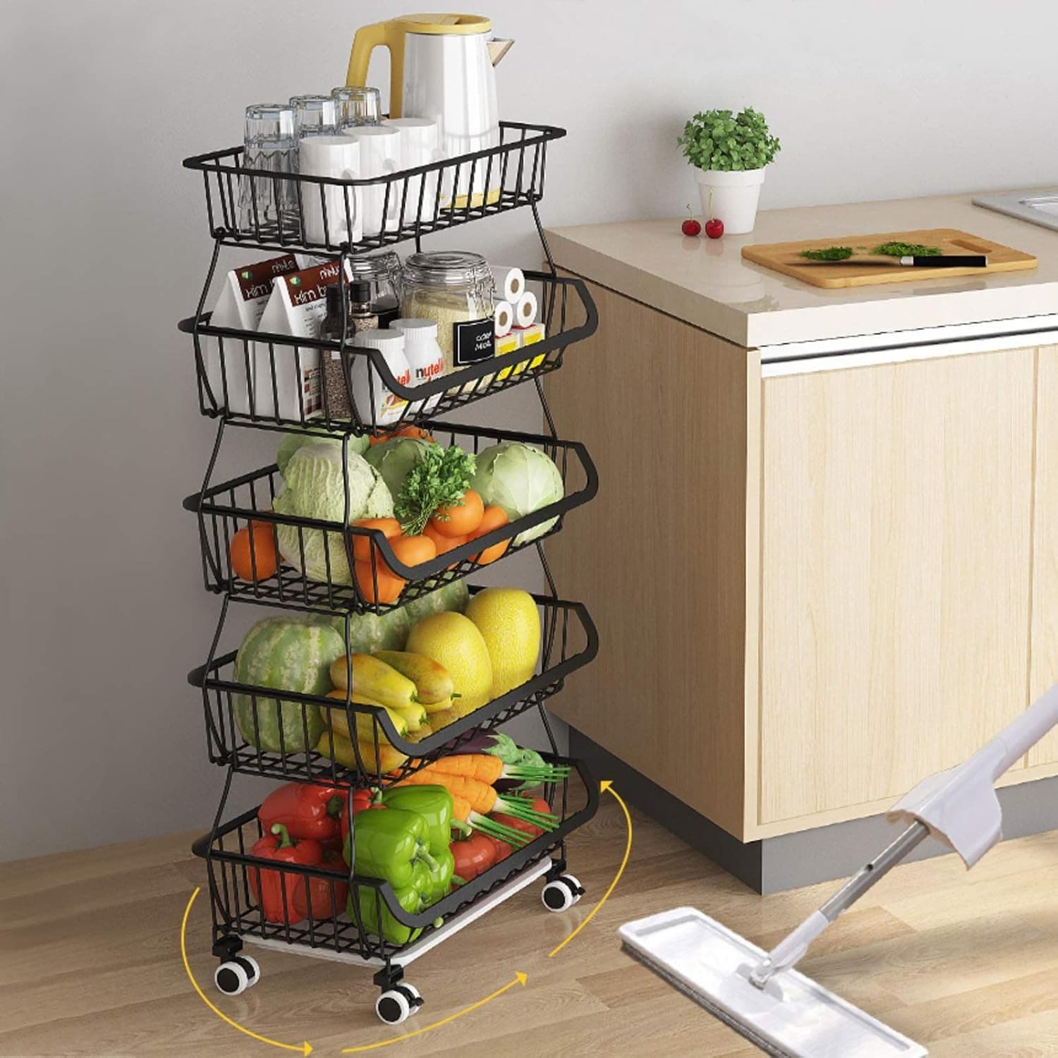 BRIAN and DANY 5 Tier Vegetable Storage Rack| Stackable Fruit Vegetable Stand wit view 2