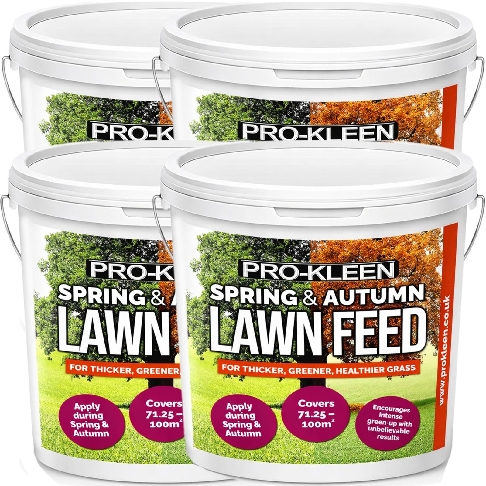 ProKleen Spring and Autumn Iron Grass Green Lawn Feed Spreader Granules 4 x 2.5KG