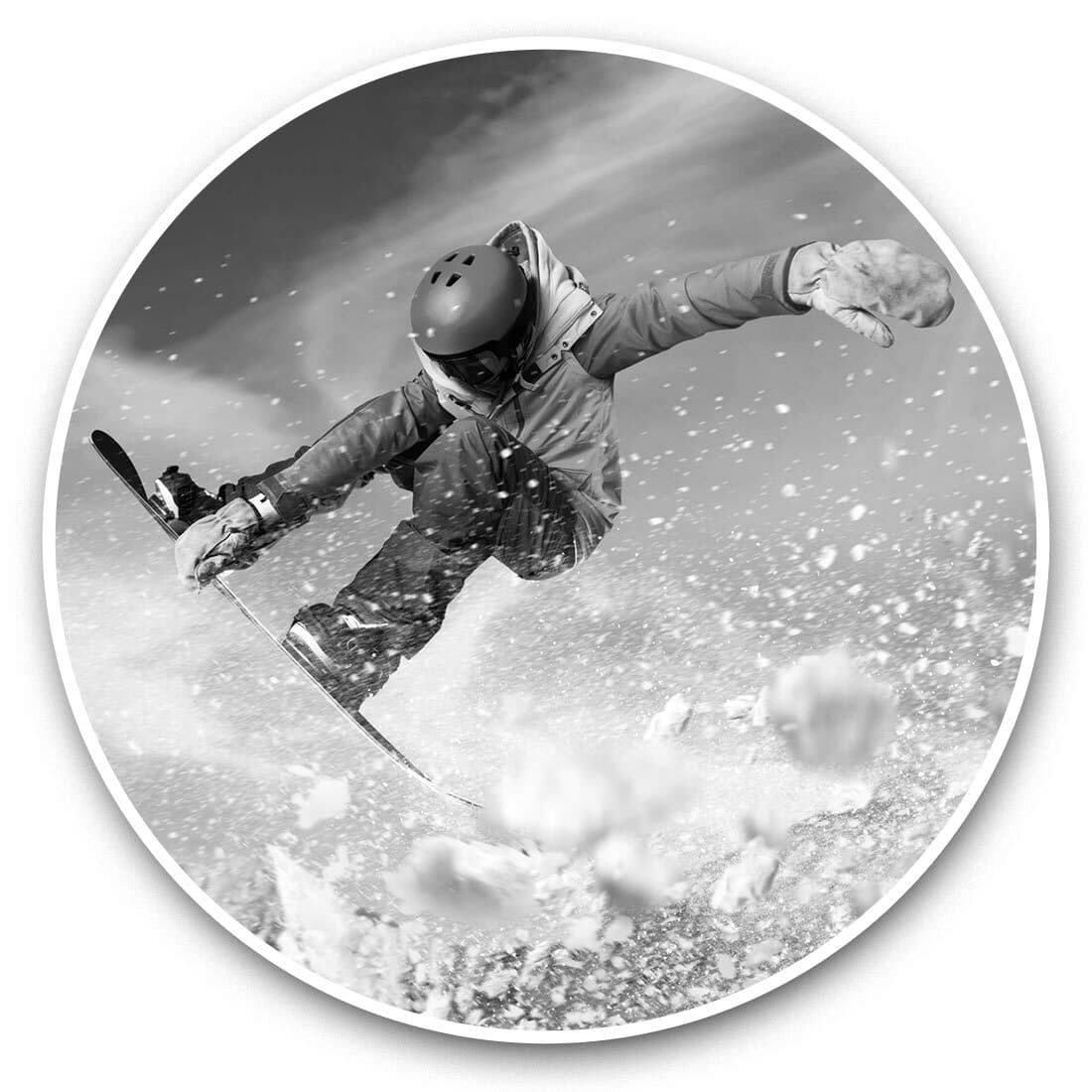 2 x Vinyl Stickers 15cm (bw) - Snowboarding Trick Jump Mountains  #37918