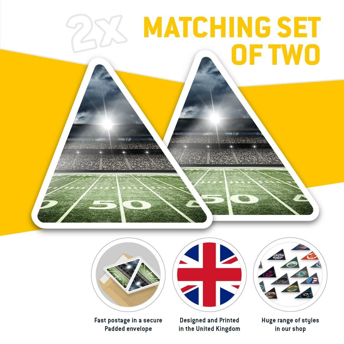 2 x Triangle Stickers  10cm - American Football Pitch Sports Men's  #44084 view 2