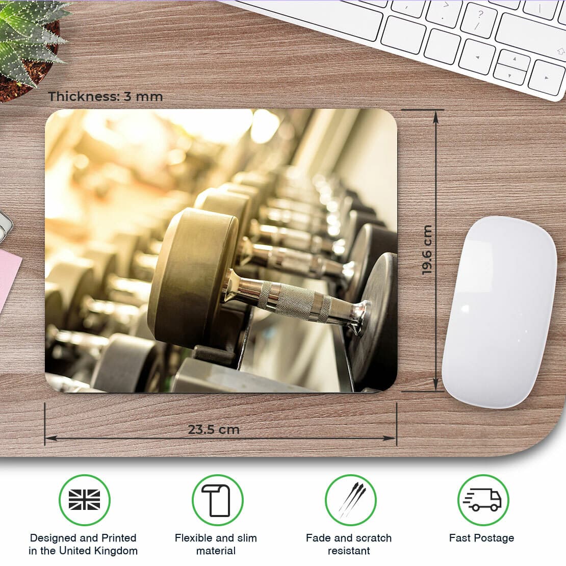 Computer Mouse Mat - Dumbbell Weights Fitness Fun Office Gift #2649 view 2