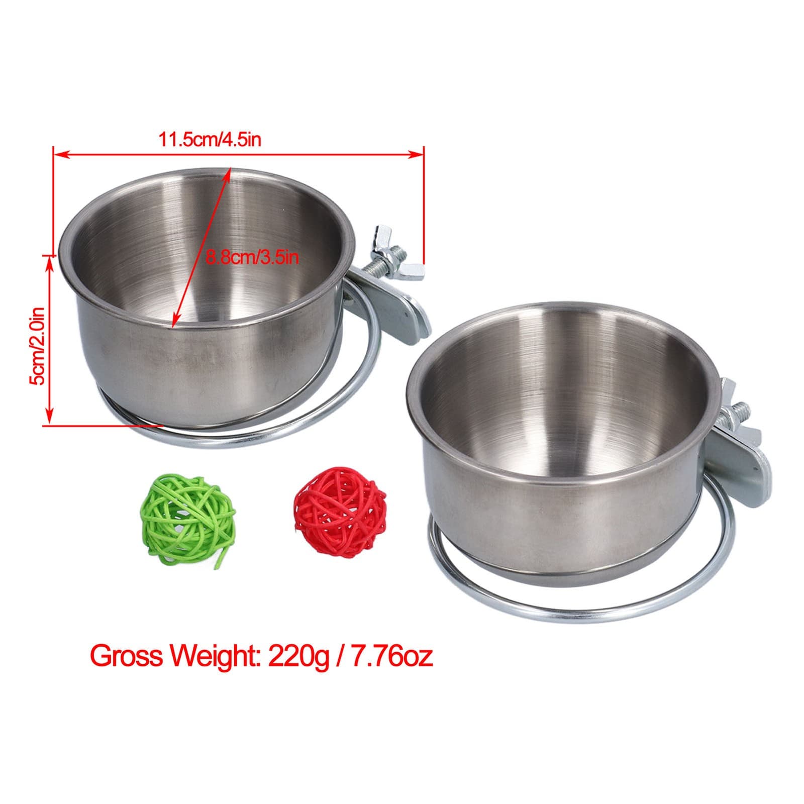 Stainless Steel Feeding Bowl With Rattan Ball For Hamster Small Animals view 2