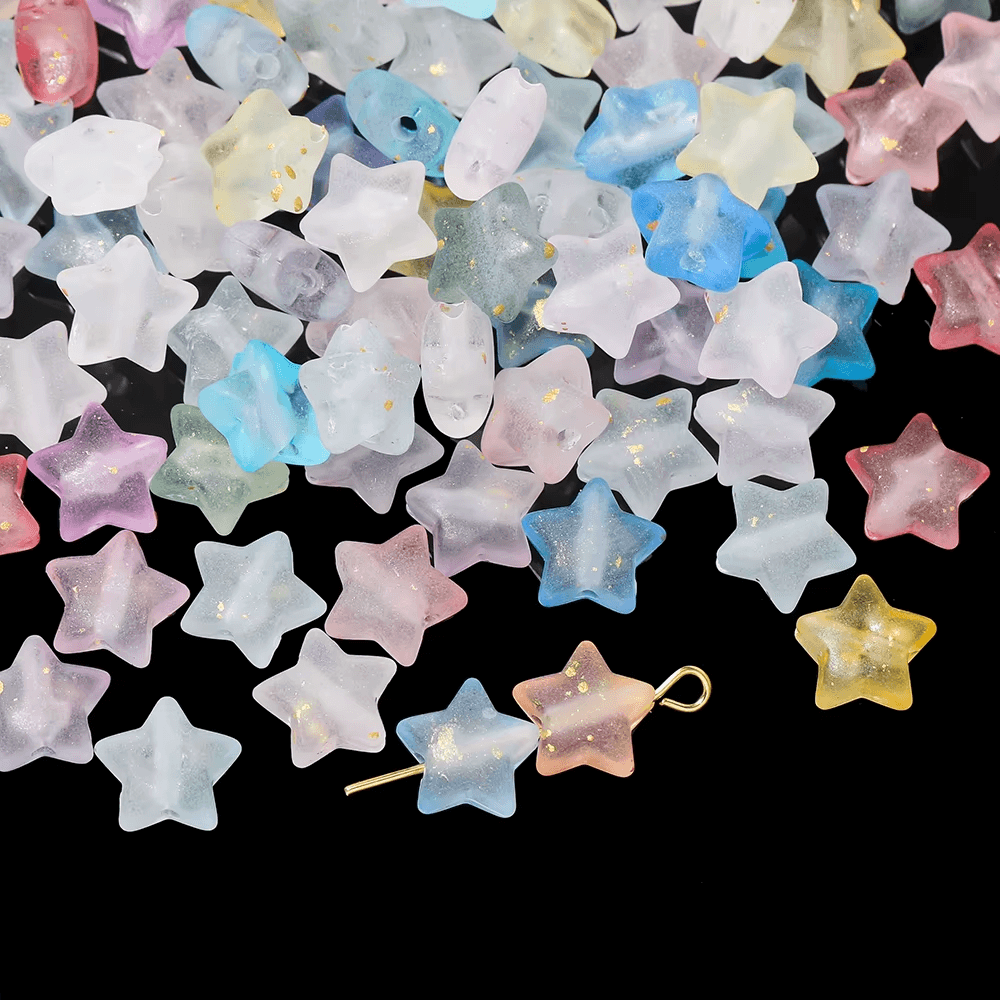 50PCS Acrylic Star Beads 10mm Sparkling DIY Necklace Earrings UK
