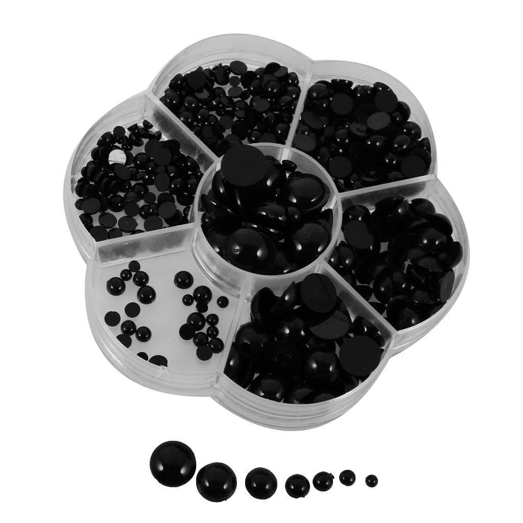 510 Pieces 3-12mm Round Black Flat Doll Eyes for Doll Animal