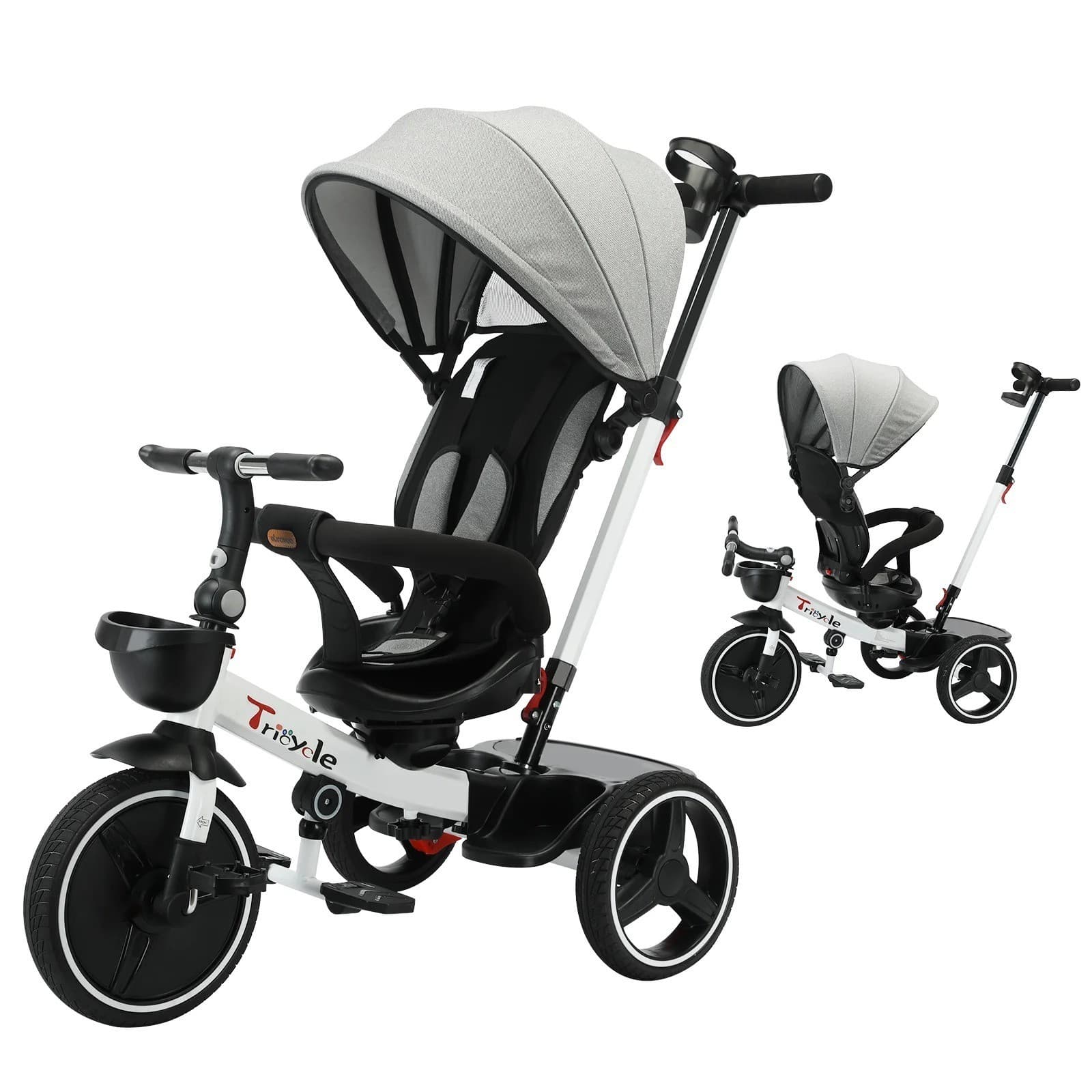 Baby Stroller Tricycle Ubravoo 5-in-1 Sit/Lie Adjustable Canopy 1-5 Yrs Trolly