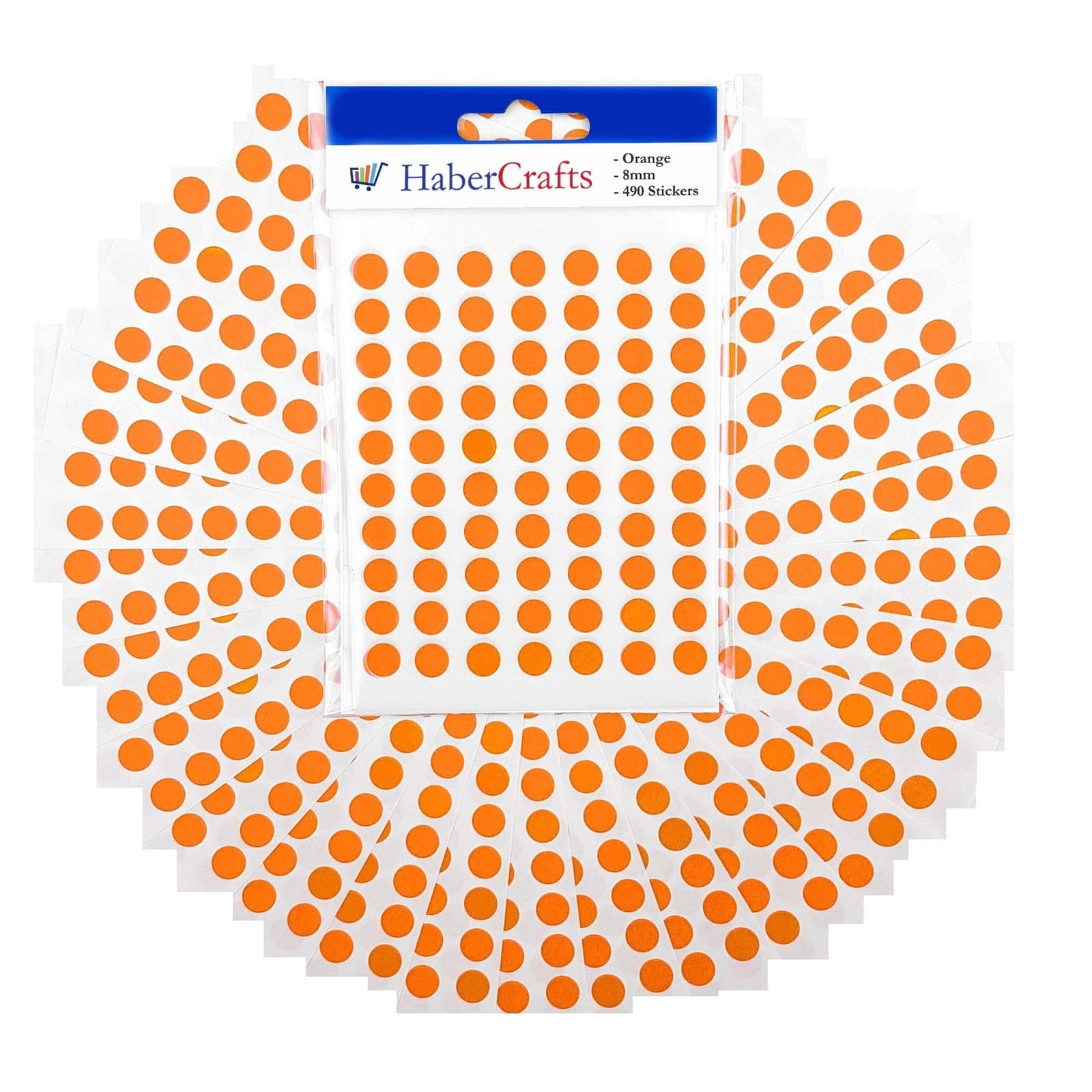 8mm Orange Dot Stickers Colour Sticker Dots Coloured Sticky Easy Peel Self Ad...