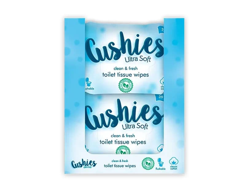 144 Cushies Soft Toilet Tissue Wipes Flushable Gentle Alcohol Free