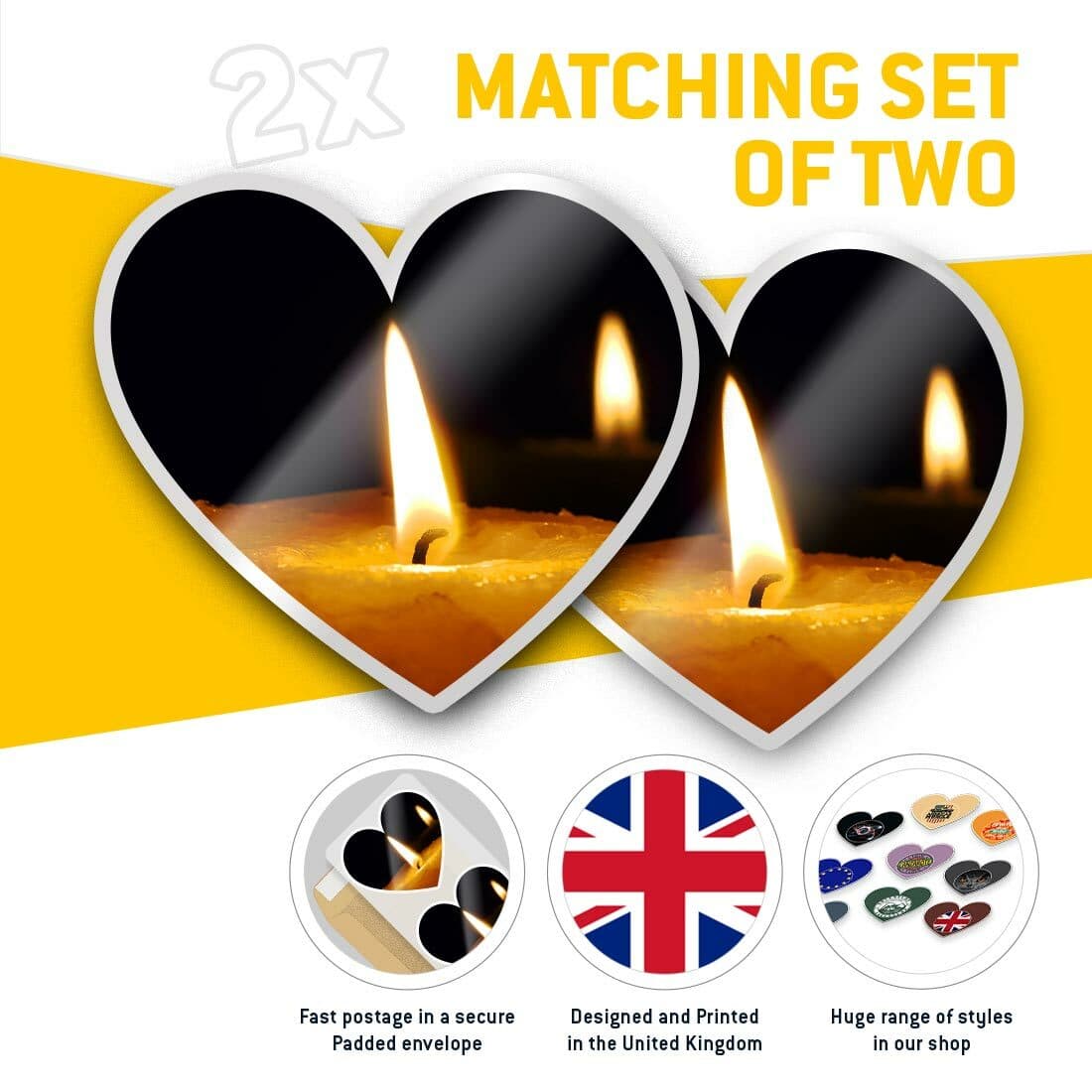 2 x Heart Stickers 10 cm - Memorial Candle Memory Love #45706 view 2