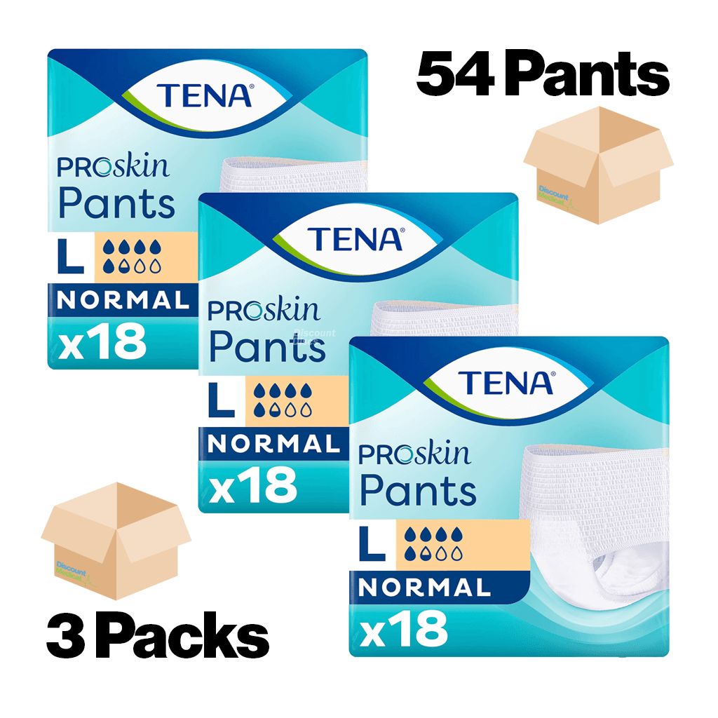 TENA Proskin Pants Normal Large Incontinence Pants - 3 Pack of 18 (54) - Size L