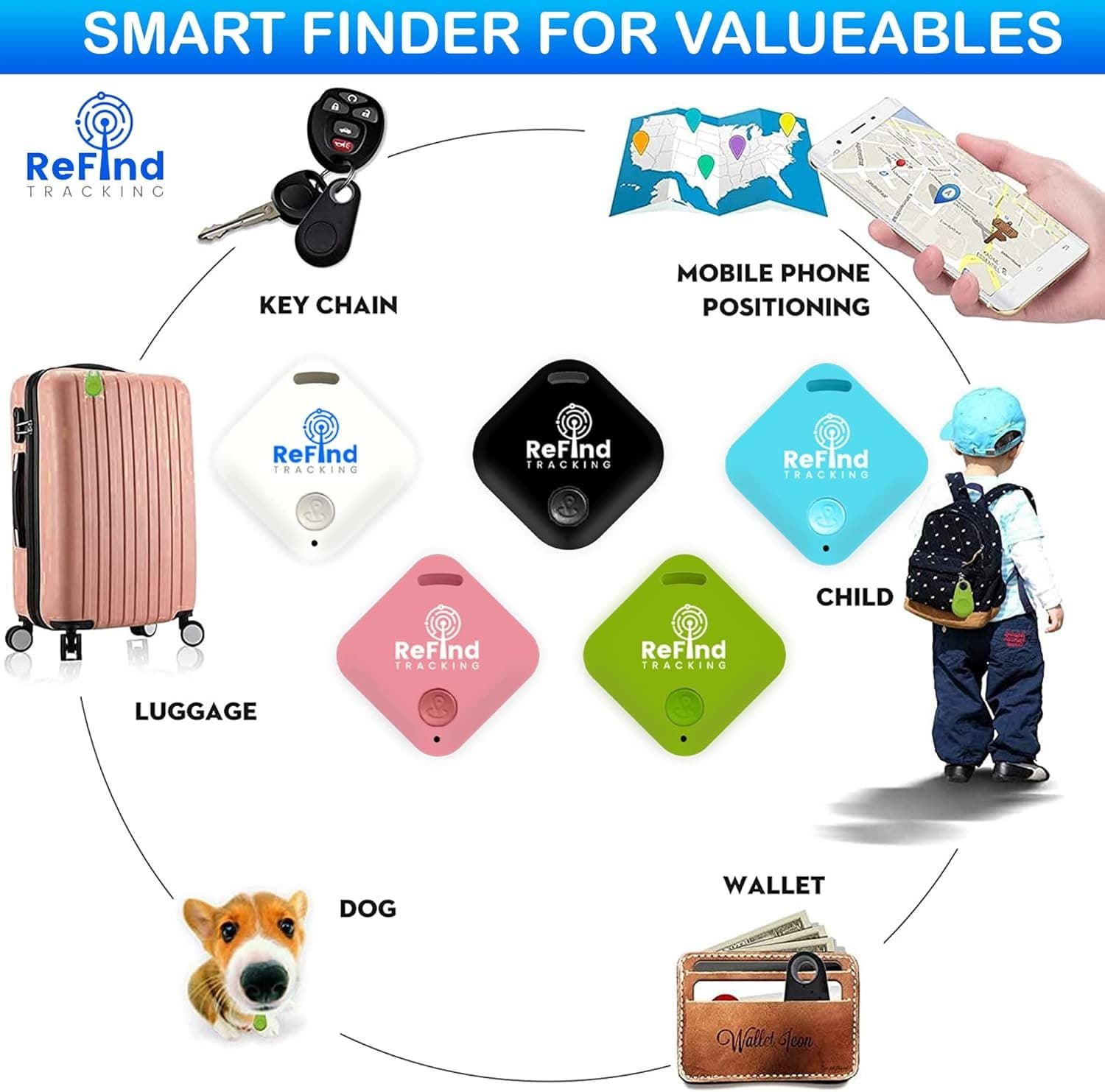 ReFind R4 Smart Tracker for Android and iPhone. Mini GPS Tag Bluetooth 5.0 Key view 2