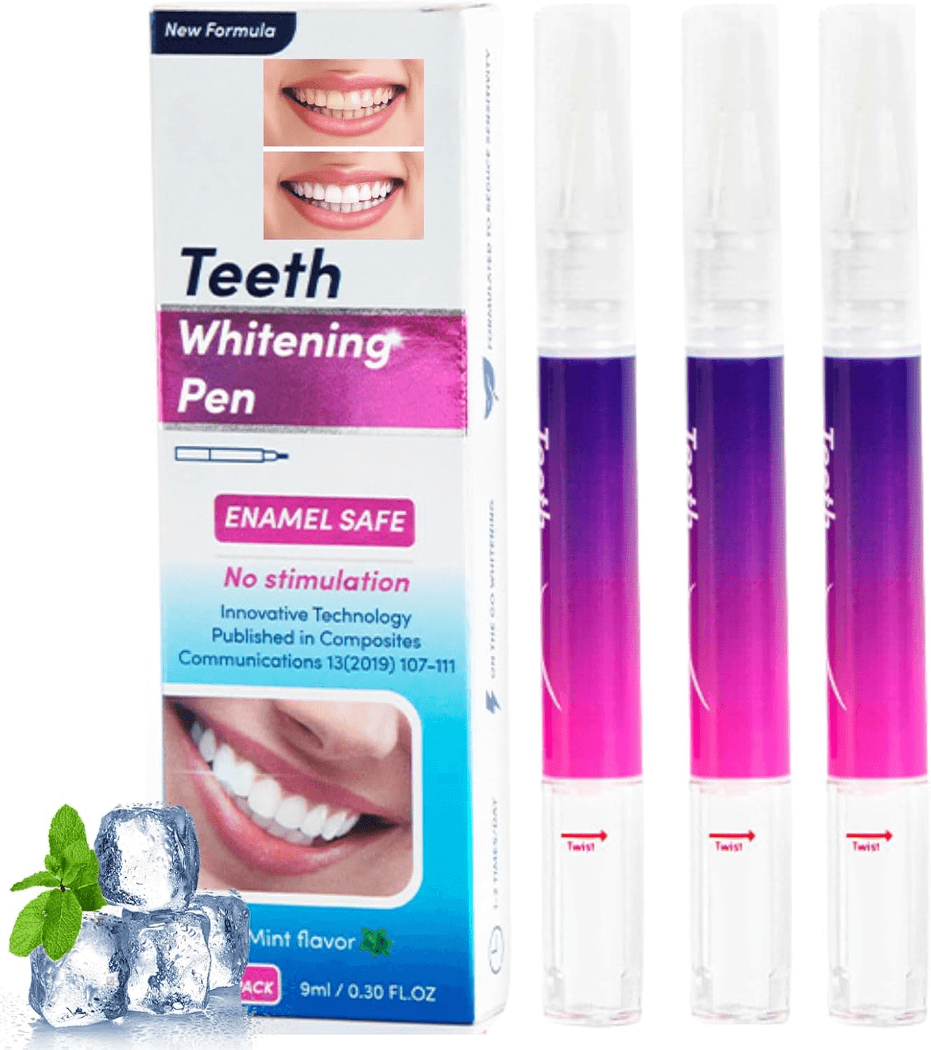 3Pcs Teeth Whitening Pen,Teeth Whitening Kit,No Sensitivity Whitening Gel for Wh
