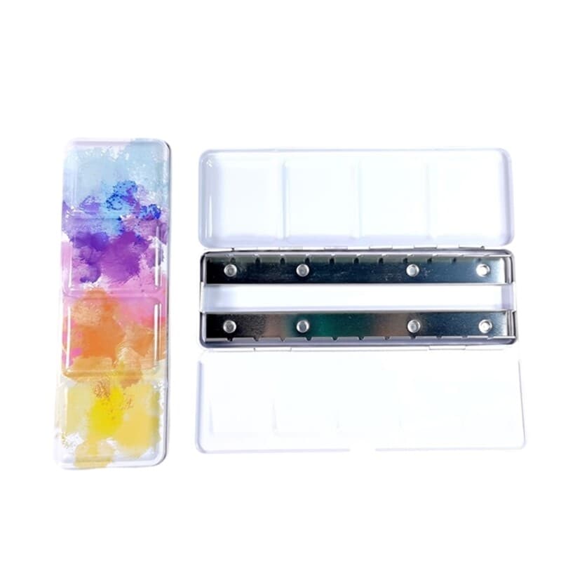 24 Well Metal Paint Box Mixing Tray For Watercolour Oil Acrylics Gouaches Paints