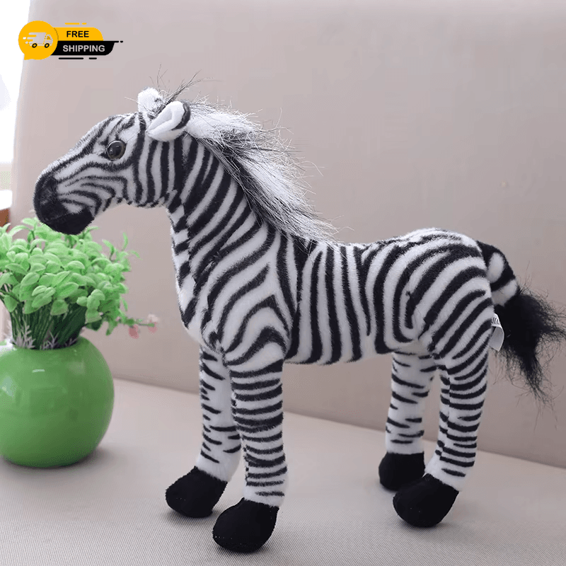 30cm Simulation Horse Plush Toy Soft Zebra Doll| Cute Realistic Kids Gift