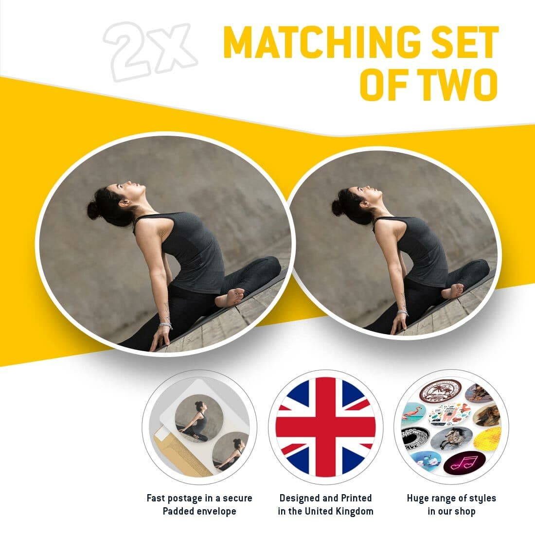 2 x Vinyl Stickers 25cm - Yoga Pose Studio Workout  #46519 view 2