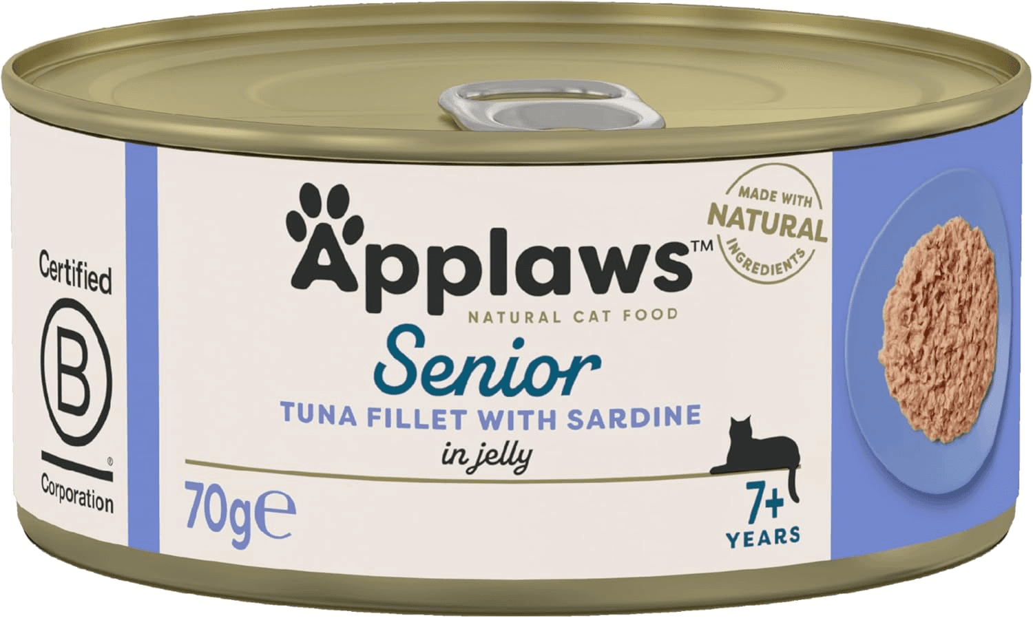 Natural Senior Wet Cat Food| Tuna with Sardines in a Soft Mousse 70G Tin(Pack of