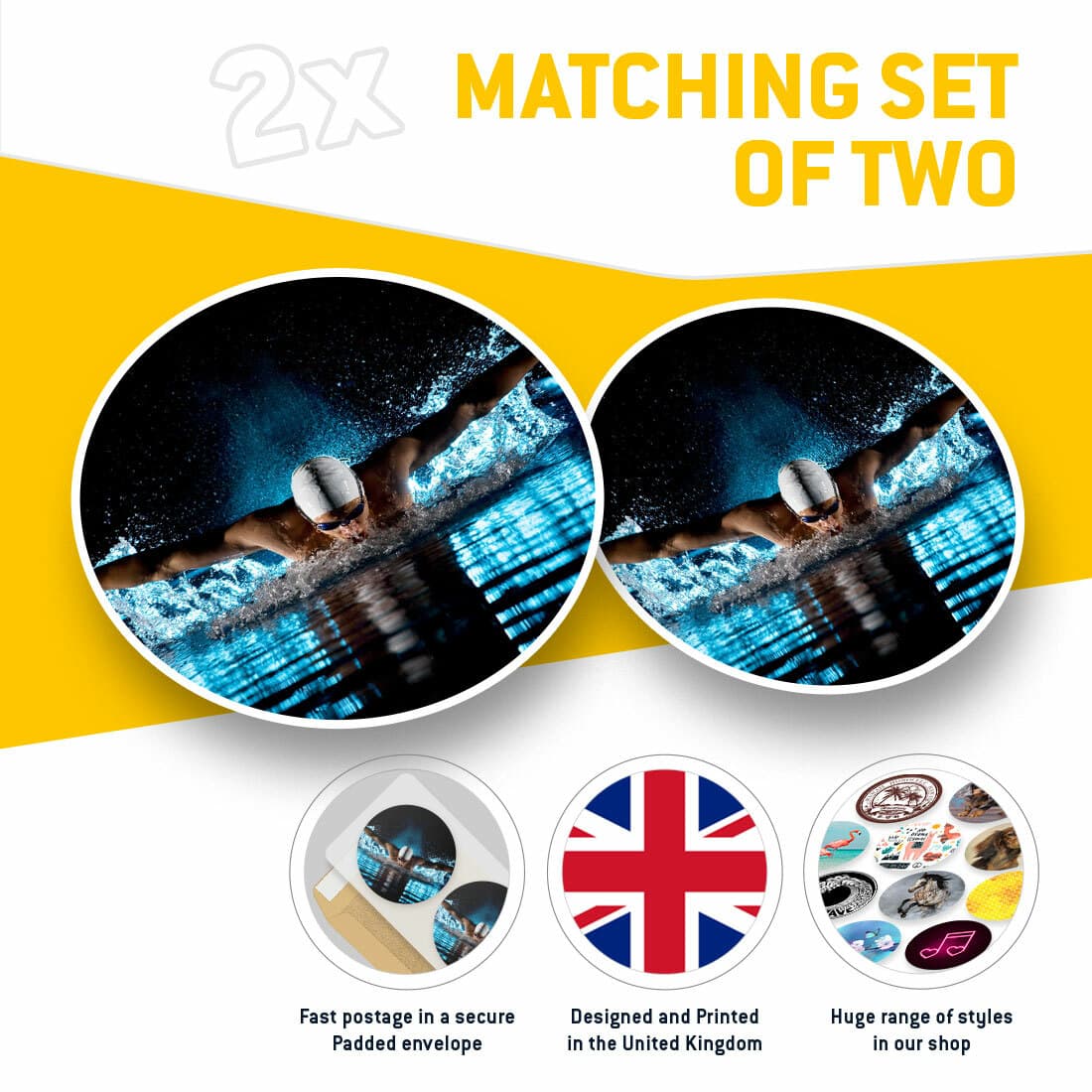 2 x Vinyl Stickers 25cm - Swimming Athlete Olympics Pool Swim Cool Gift #24281 view 2
