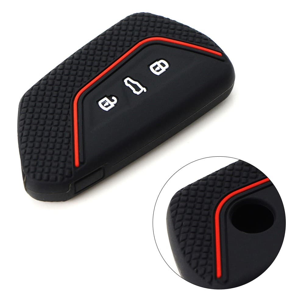 Key Case Key Fob Cover Waterproof Black Black Red Line For ID.3 For ID.4