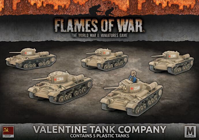 Flames of War Mid War Soviet Union Valentine Tank Company (x5 Plastic)