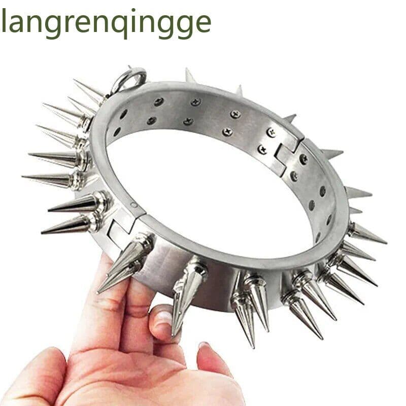 Stainless Steel New Heavy Neck Collar Thorn Detachable Spike Binding Restraints