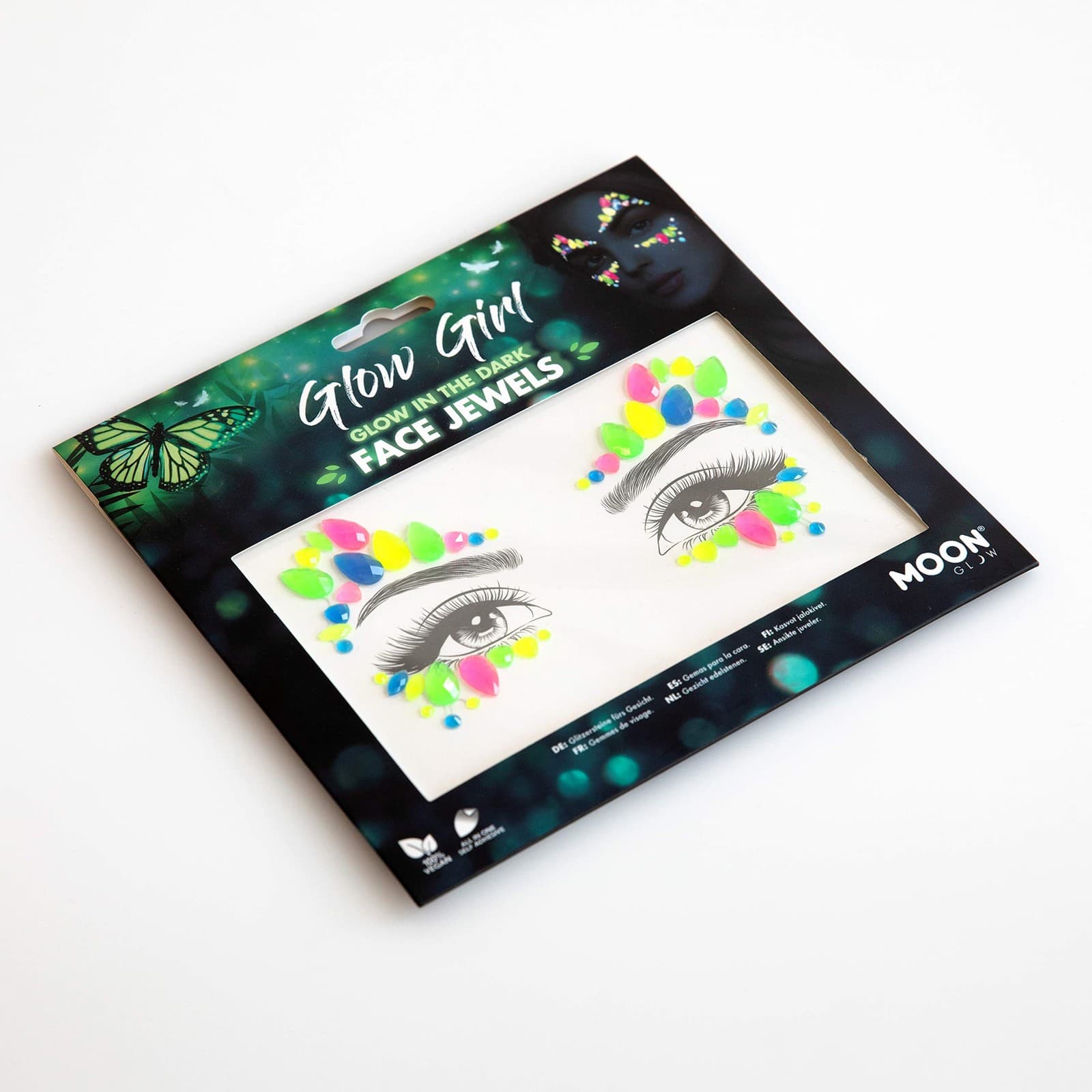 Glow in the Dark Face Jewels by Moon 1 Count (Pack of 1)| Multicoloured view 2