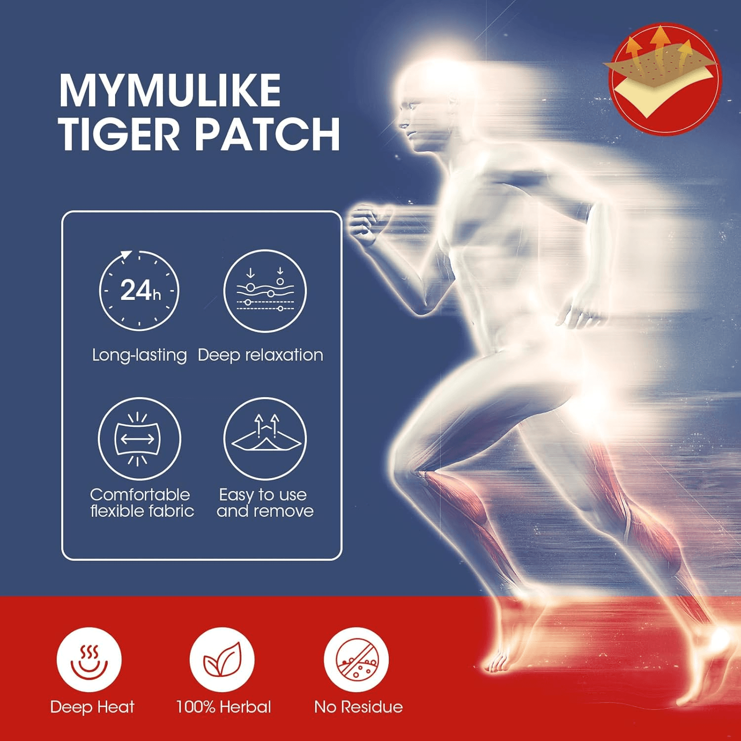 100 Count Tiger Patch| Pain Relief Patches| Heat Patches for Neck and Shoulder, view 2