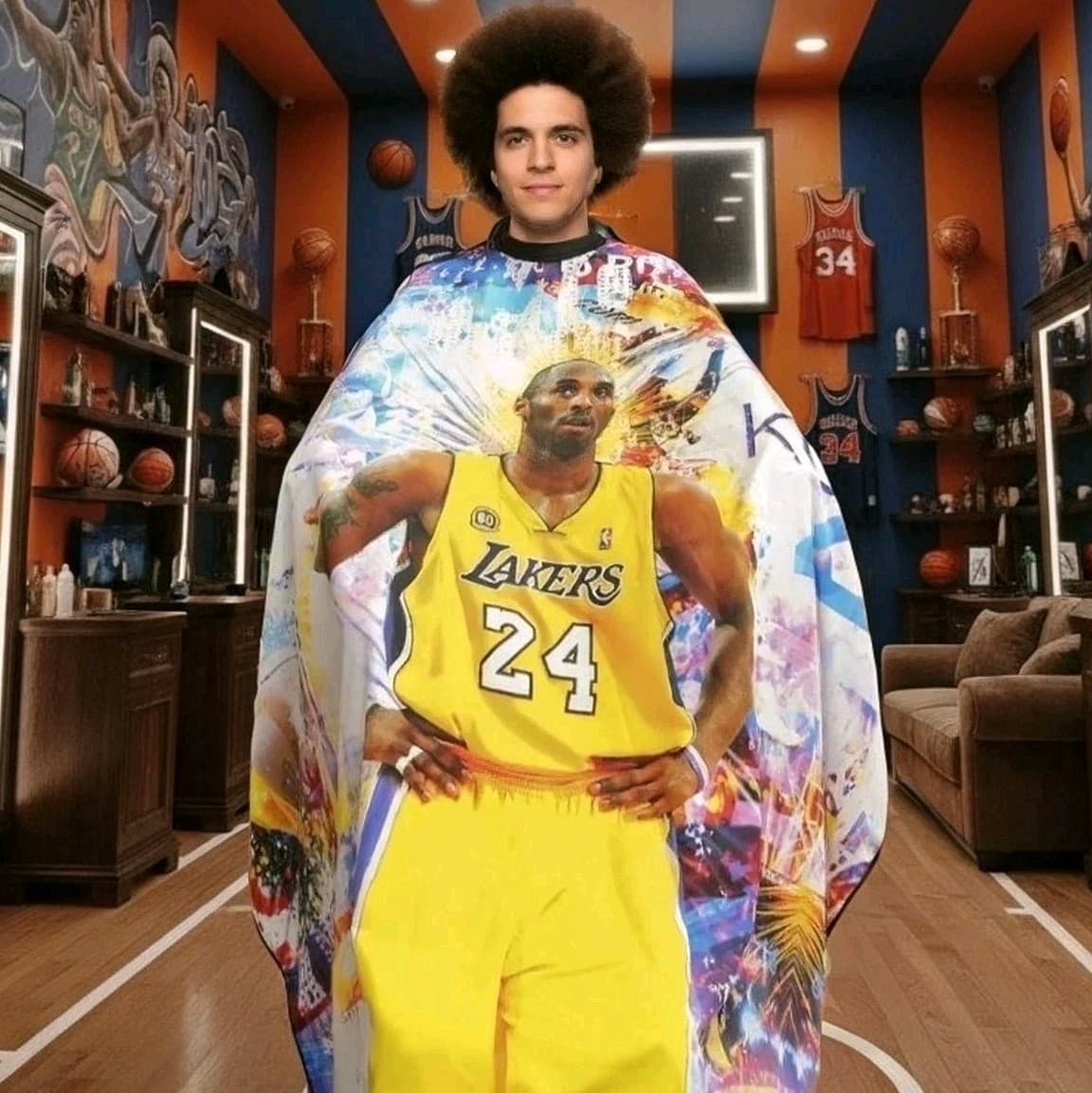 Kobe Bryant Dead Stock Tribute Barber Cape Hair Cutting Gown Salon Apron Lakers
