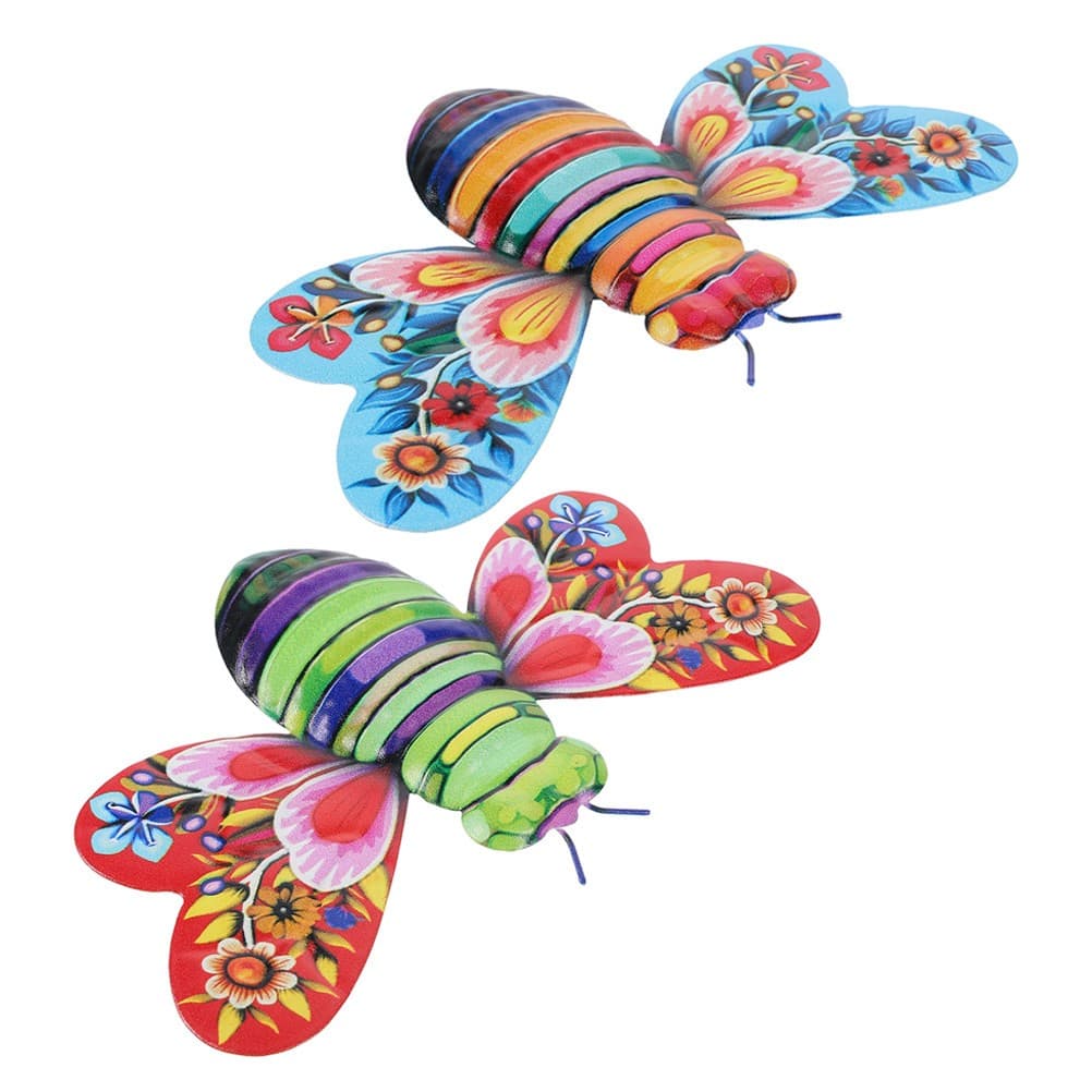 2 Pcs Bees Wall Art Outdoor Decor Home Figurine Iron Signs Decoration