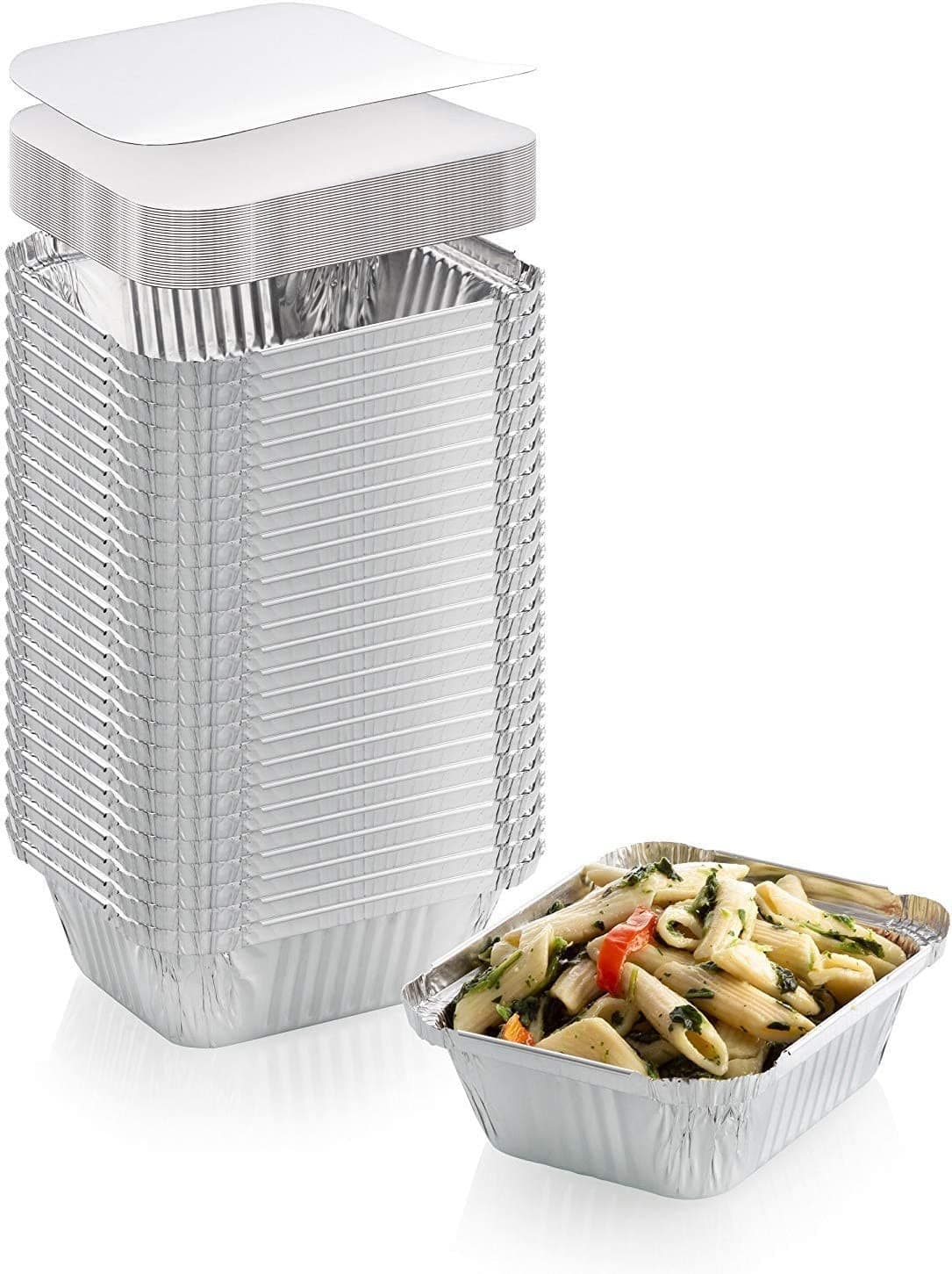 Pack of 50 Aluminium Disposable Foil Food 14.5 x 12.5 x 4.5 cm| Clear