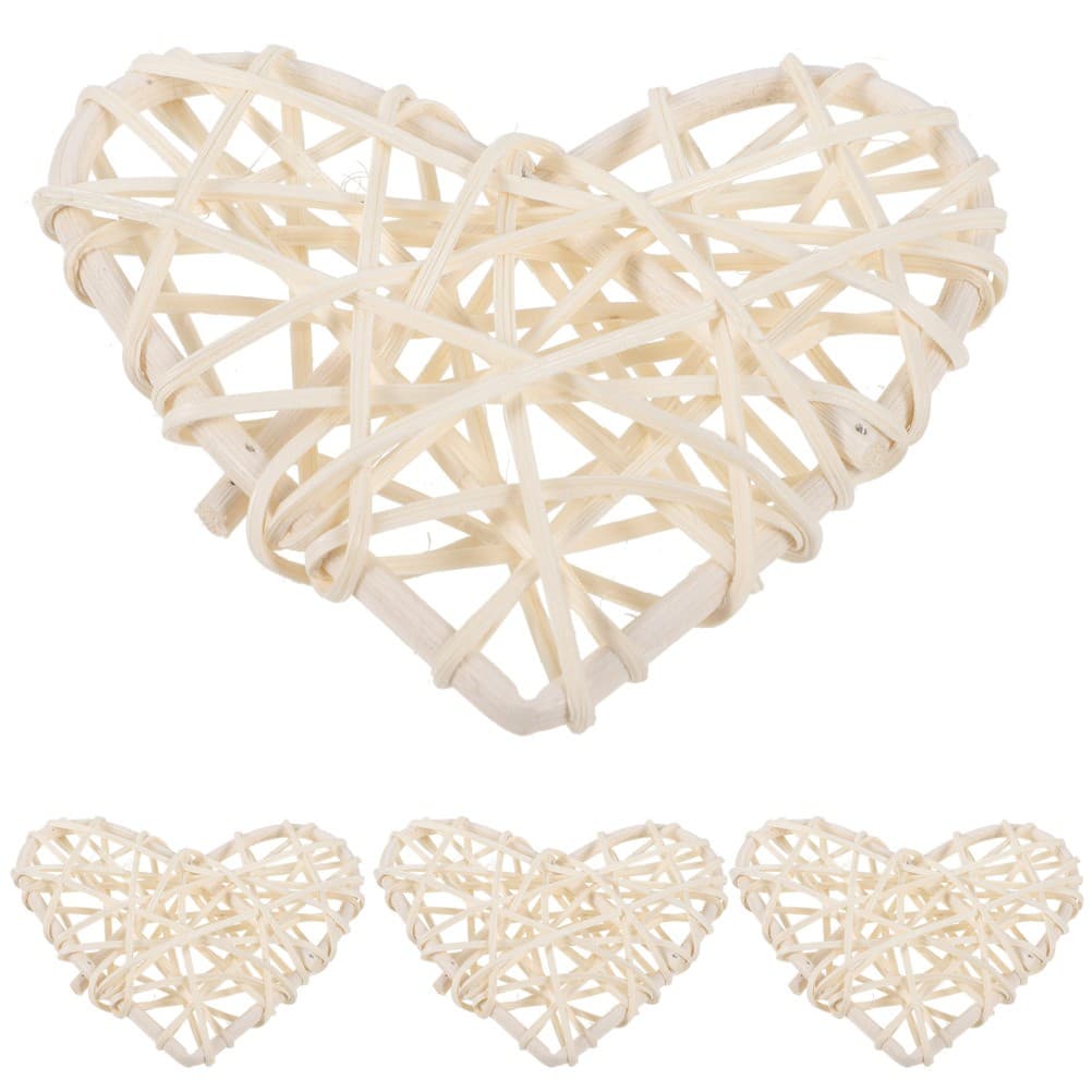 4Pcs Heart Shaped Rattan Balls Valentine’s Day Home Hanging Decor DIY Vase Bowl