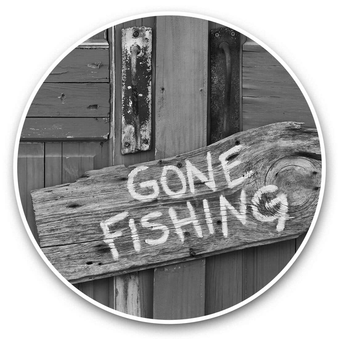 2 x Vinyl Stickers 20cm (bw) - Gone Fishing Sign Garden Dad Uncle  #40937