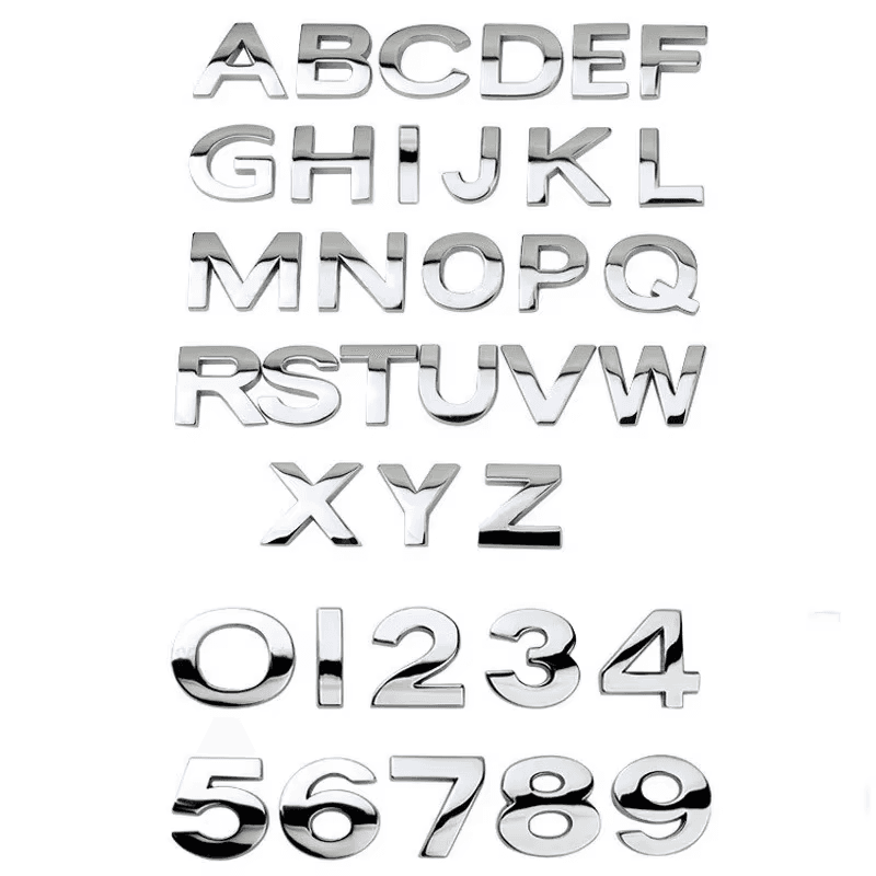 3D Metal DIY Alphabet Letters and Numbers Car Sticker Emblems for Trunk