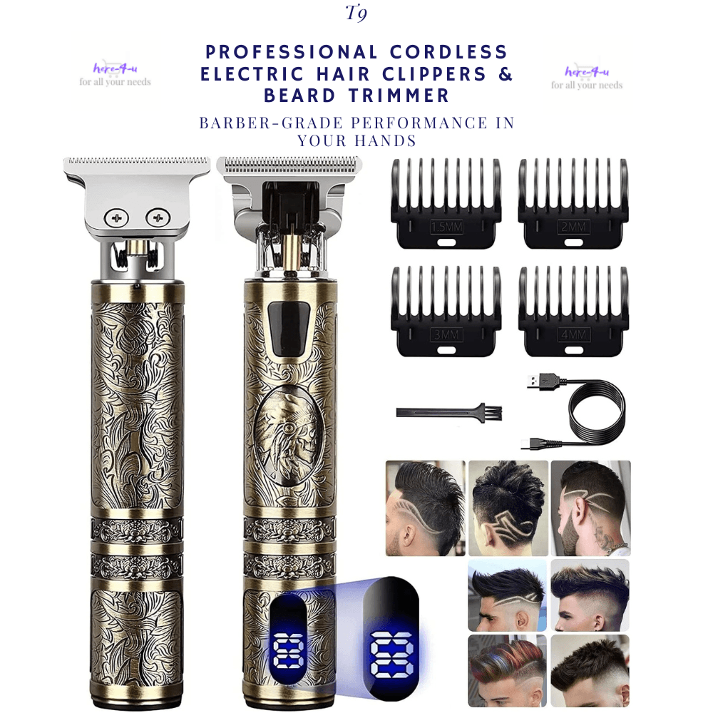 Professional Cordless Electric Hair Clippers and Beard Trimmer for Men