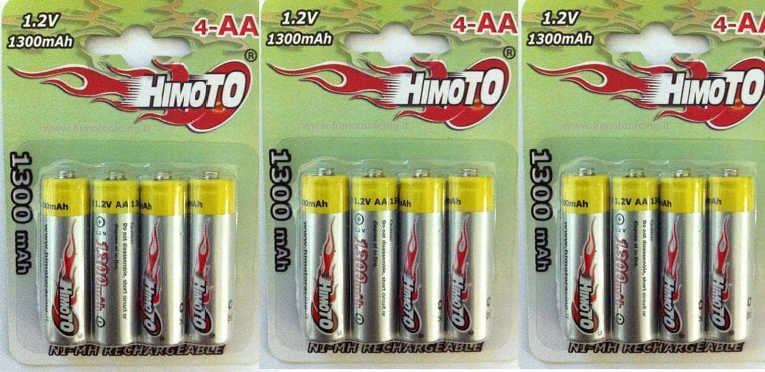12 Rechargeable AA Batteries 1300mAh 1.2V Himoto