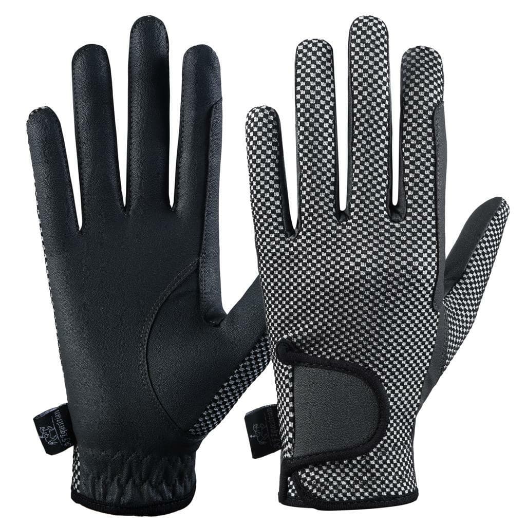 Equestrian Horse Riding Gloves Synthetic Leather Ladies Adults Grey Dave Mesh