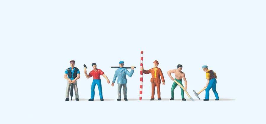 Preiser 79030 Road Workers (6) with Tools Figure Set
