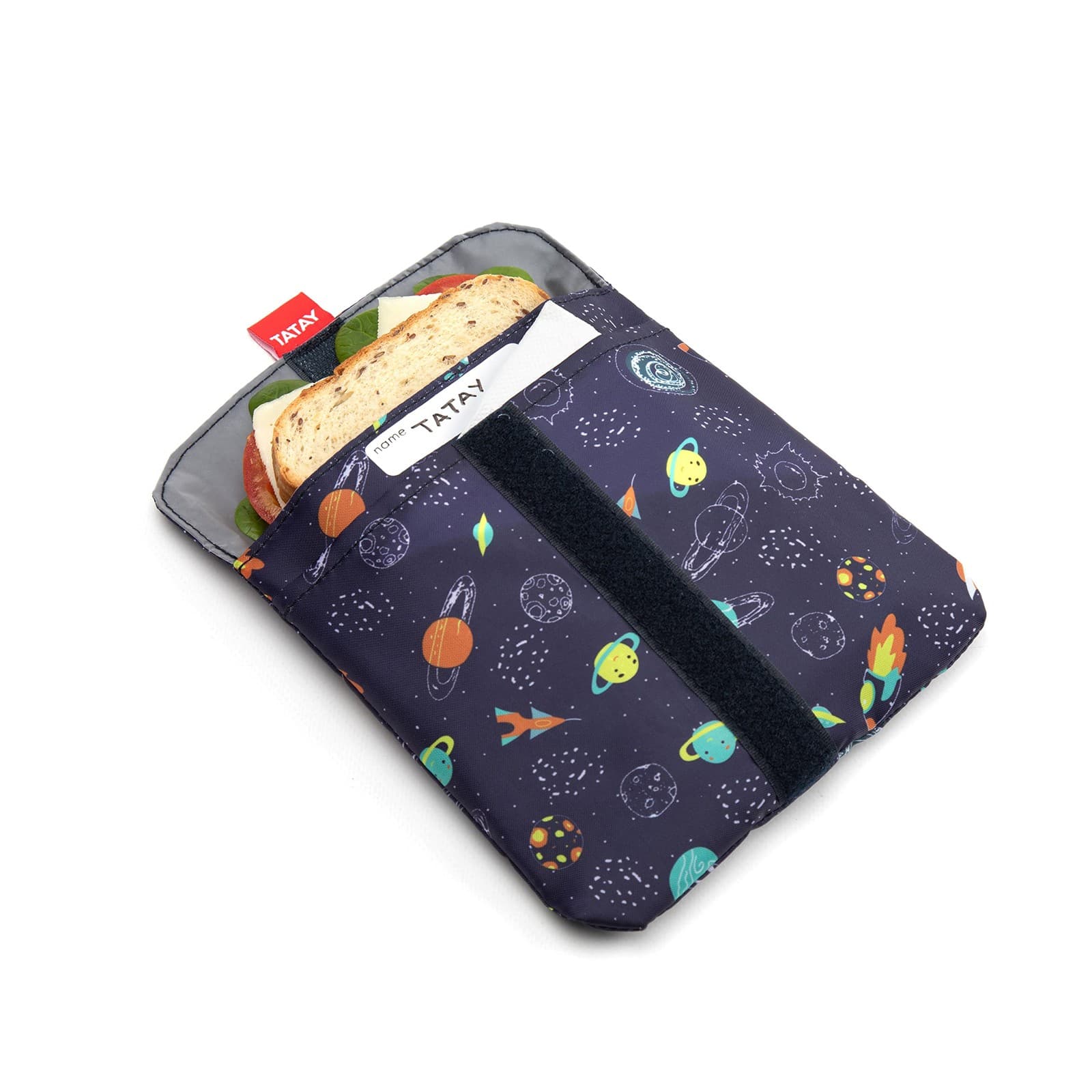 TATAY Reusable Sandwich Bag - Urban Food Textile Pocket | 18 x 18 cm| Planets view 2