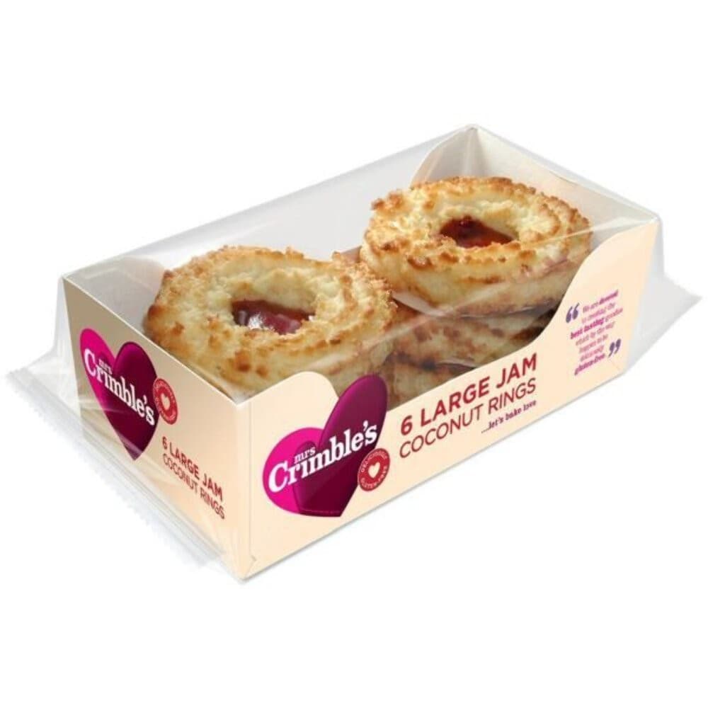Mrs Crimbles 6 Large Gluten Free Jam Coconut Rings