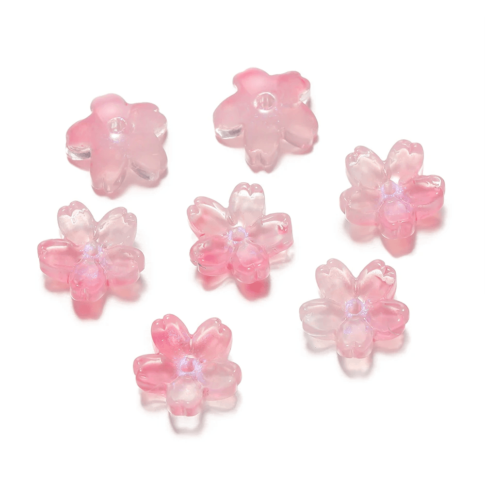 10Pcs/Lot Glass Gradient Beads Cherry Blossom Scattered Beads Handcrafted DIY Pr