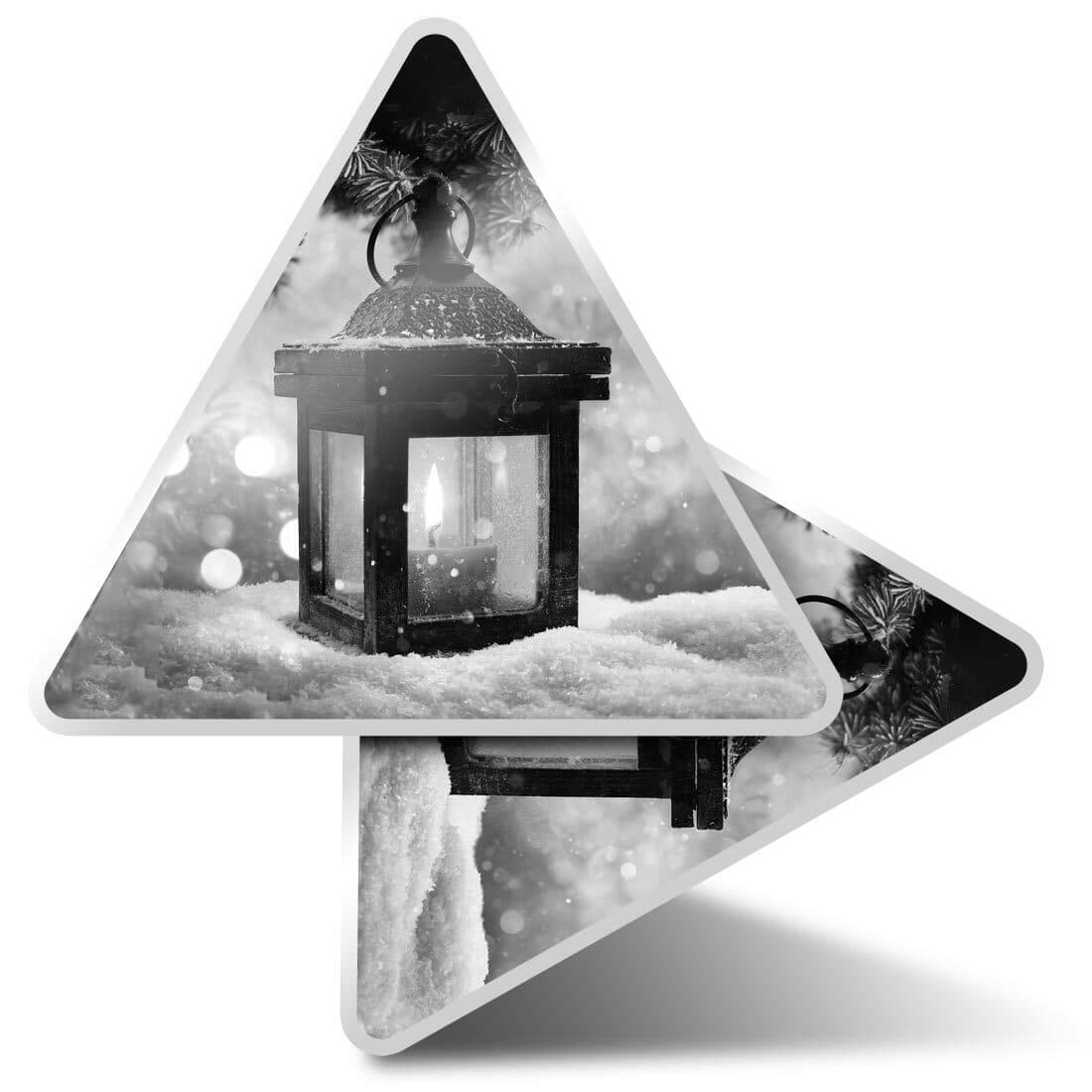 2 x Triangle Stickers  7.5cm - BW - Festive Lantern Traditional Christmas  #3791