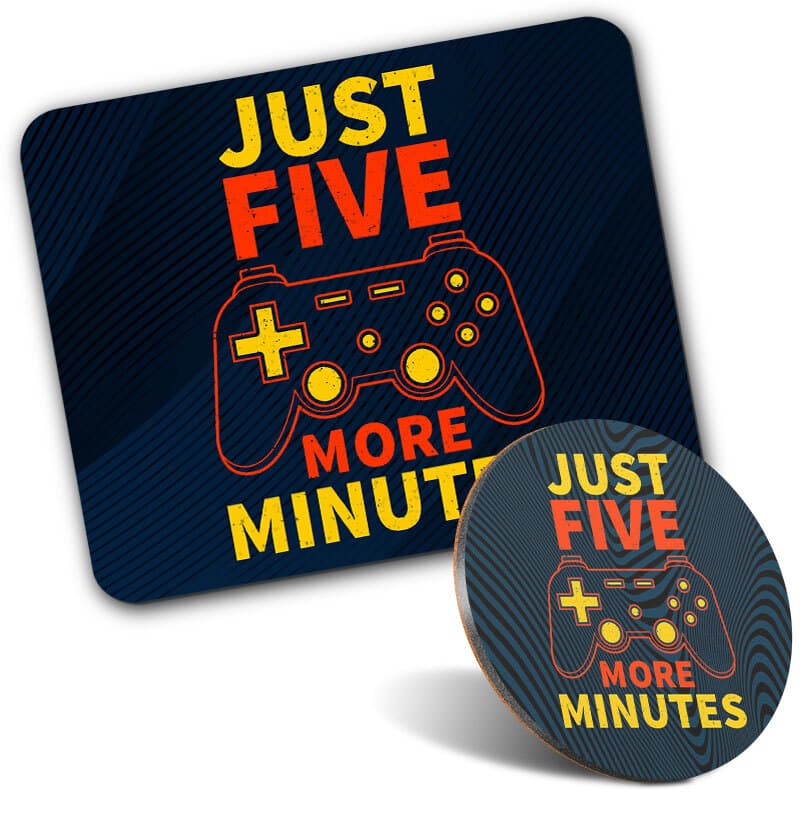 1 Mouse Mat and 1 Round Coaster Game Joystick Encouraging Phrase #59852
