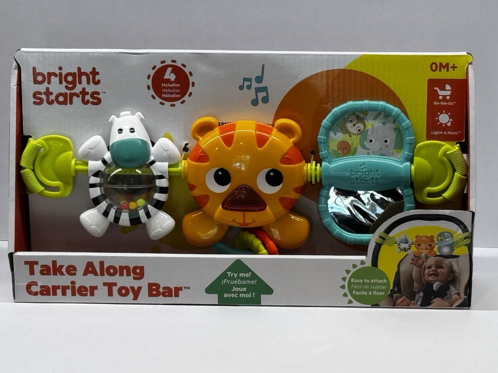 Bright Starts Take Along Baby Carrier Toy Bar Jungle Easy Attach To Car Seat