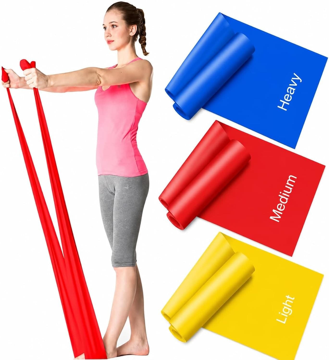 Resistance Bands Set of 3 1.5M/4.9ft Skin-Friendly TPE Loop Bands 3 Levels for