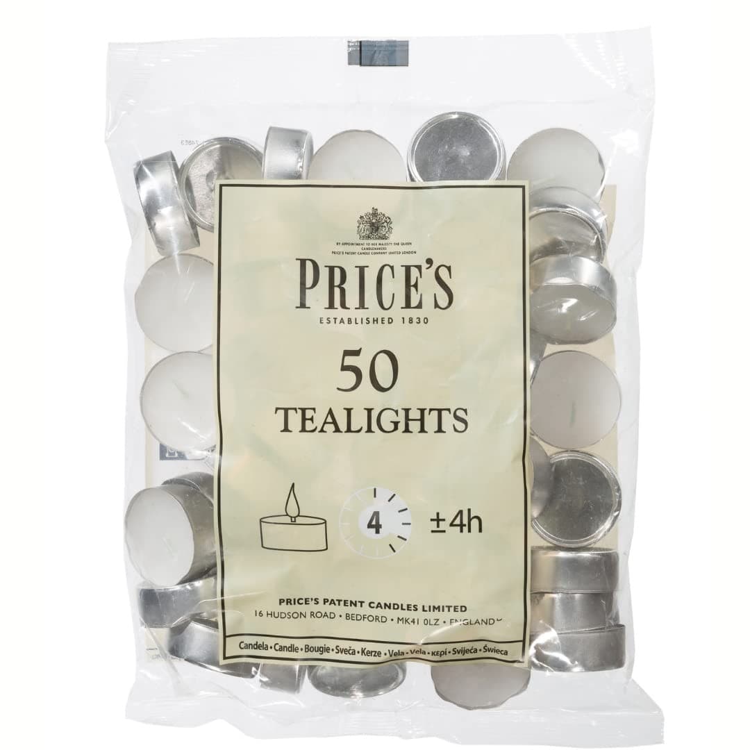 Prices Patent Candles White Tealights Bag| Pack of 50| Wax| l 4 Hours,